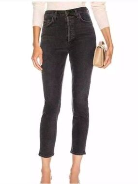 Agolde Nico Faded Black High Waist Slim Jeans Size 27